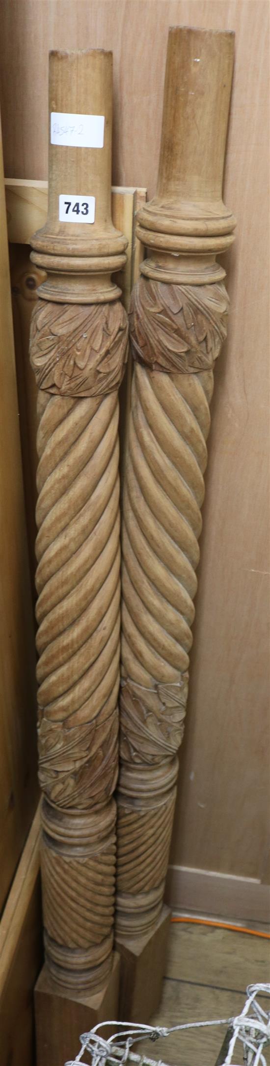 A pair of carved posts W.100cm